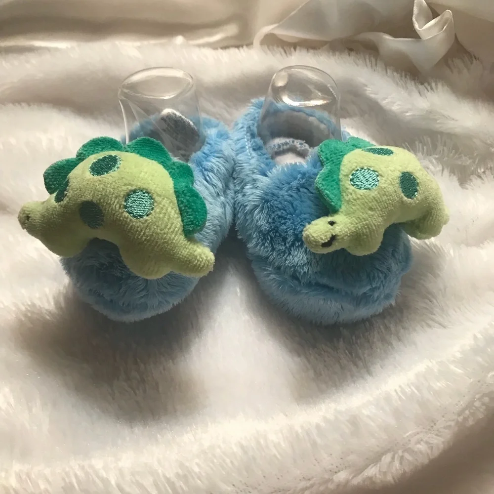 Newborn Baby Fuzzy Dinosaur Sock Booties